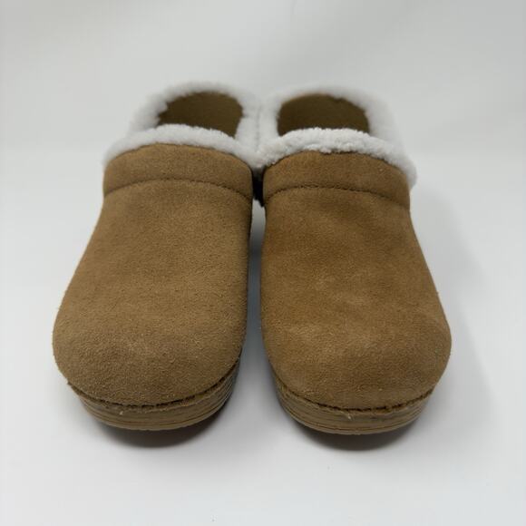 Dansko Shearling Clog Mules Women’s 8 Tan Suede Fur Lined Comfort Slip Ons - Picture 6 of 13